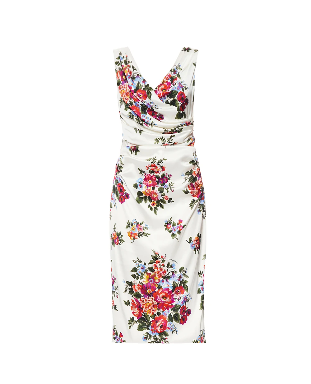 Сукня з атласу з квітковим принтом Dolce&Gabbana F612RT-FSICE, різнокольоровий колір • Купити в інтернет-магазині Kameron