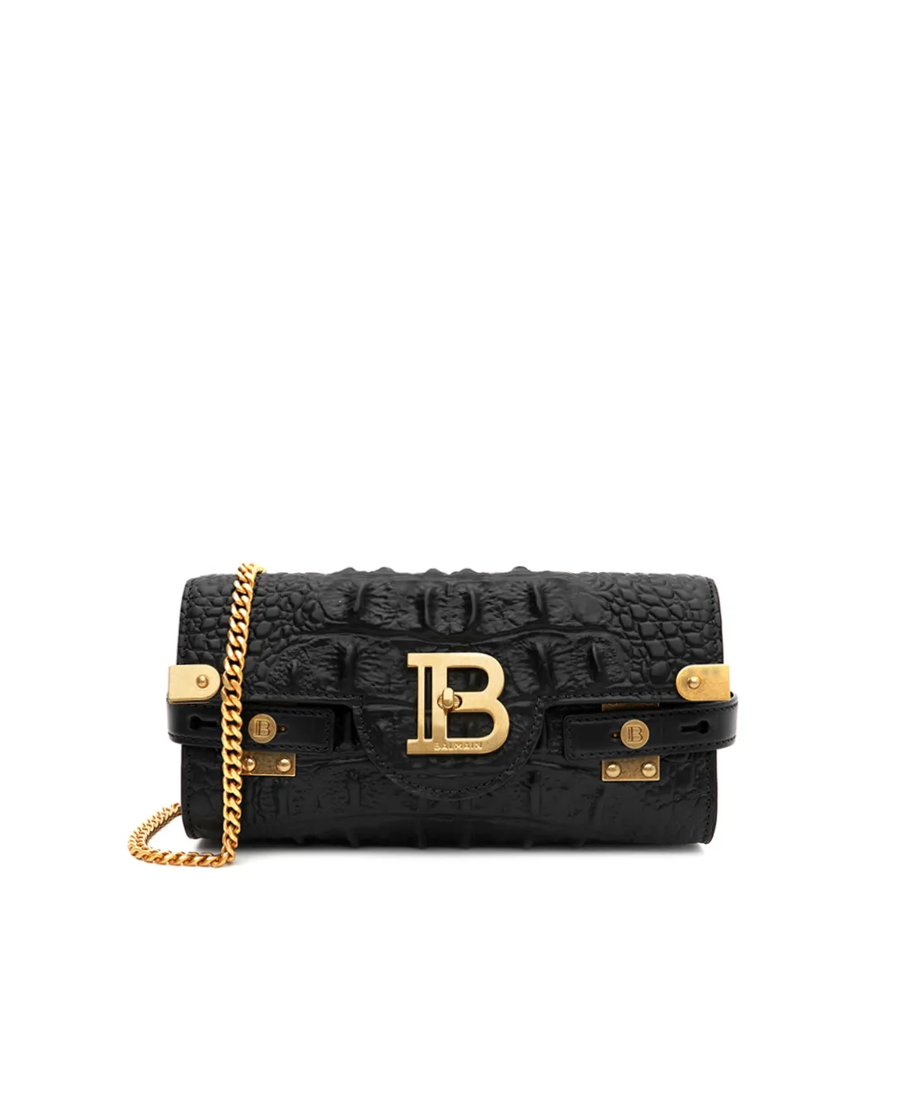 Сумка клатч под кожу крокодила Balmain FN0LE596LOBC, черный цвет • Купить в интернет-магазине Kameron