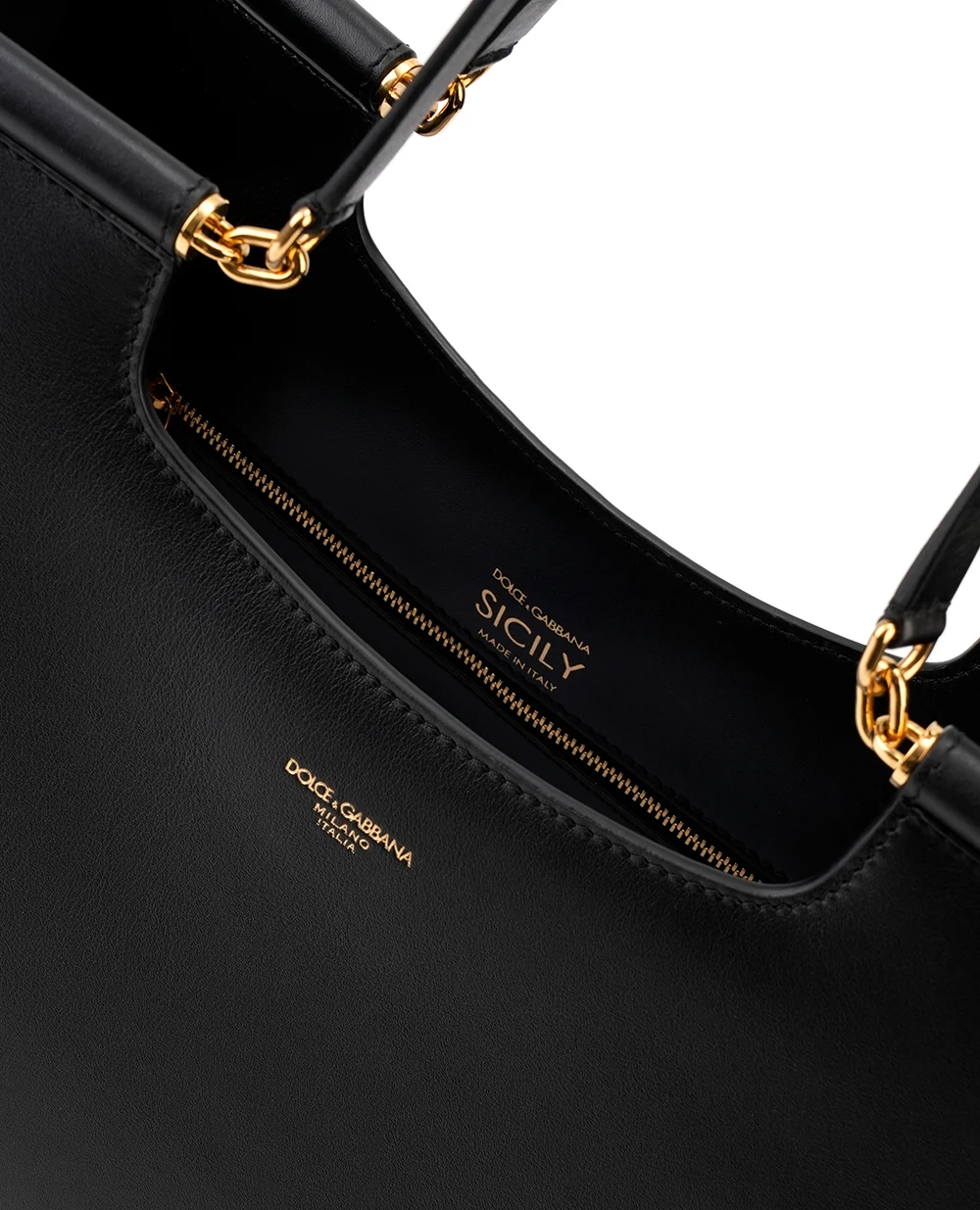 Шкіряна сумка-шоппер Sicily Large Dolce&Gabbana BB7727-B7321, чорний колір • Купити в інтернет-магазині Kameron