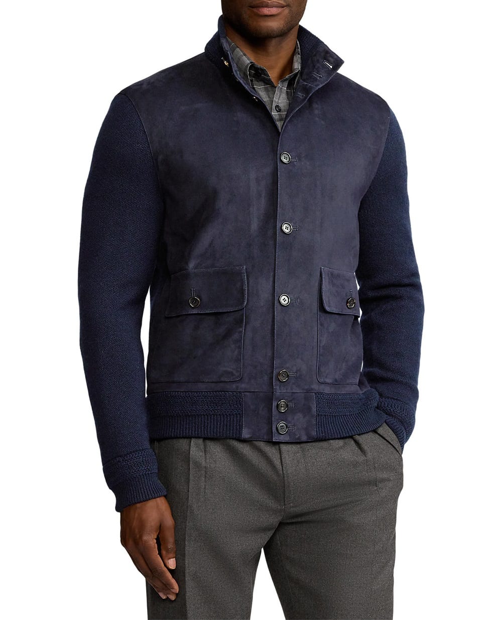 Куртка из замши и кашемира Ralph Lauren Purple Label 790758192002, темно-синий цвет • Купить в интернет-магазине Kameron