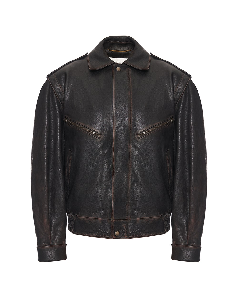 Кожаная куртка Saint Laurent 827436-YCNX2, темно-коричневый цвет • Купить в интернет-магазине Kameron