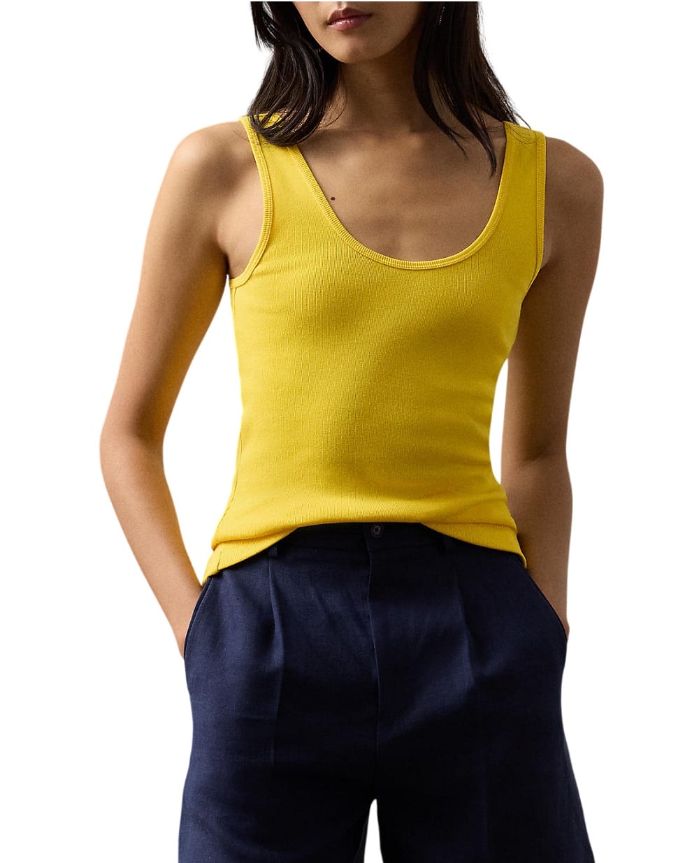 Майка Ellis у рубчик Ralph Lauren Collection 290965861013, жовтий колір • Купити в інтернет-магазині Kameron