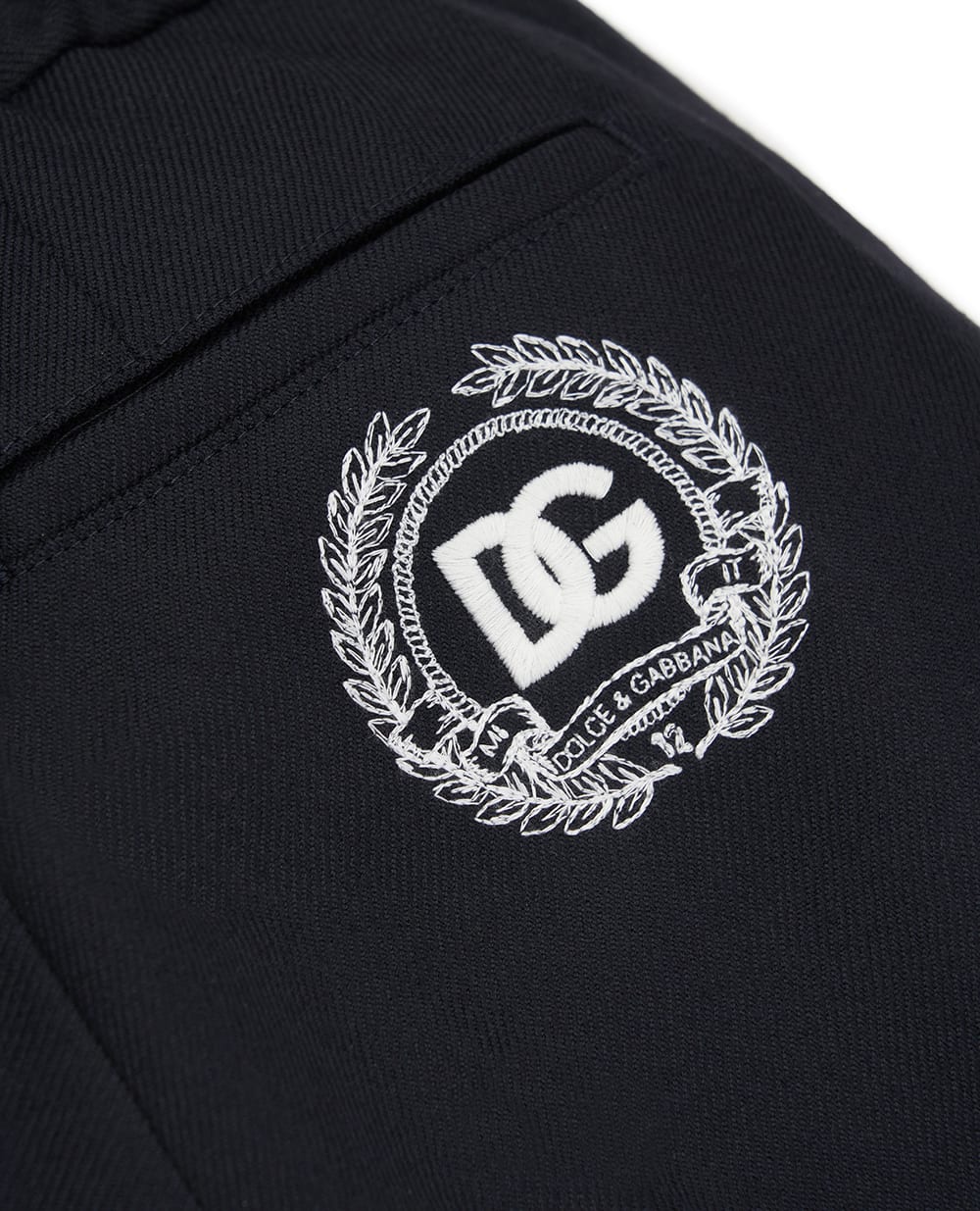 Детские брюки из шерсти с вышивкой Dolce&Gabbana Kids L44P92-FU28G-B, синий цвет • Купить в интернет-магазине Kameron