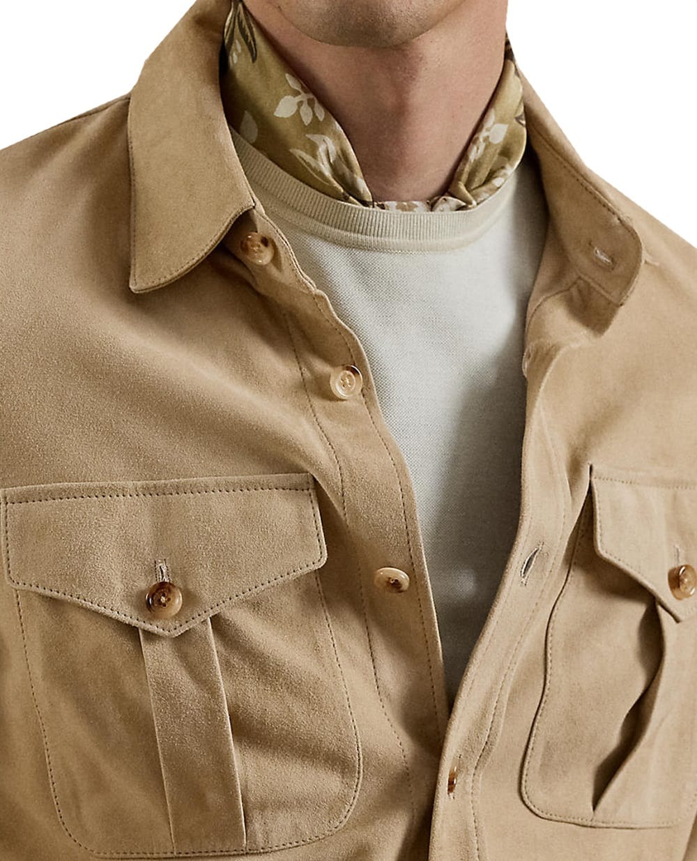 Замшевая рубашка Ralph Lauren Purple Label 790654923034, бежевый цвет • Купить в интернет-магазине Kameron