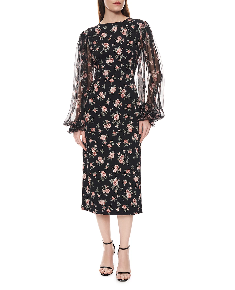 Платье с принтом из шёлка Dolce&Gabbana F611DT-FSA8C, черный цвет • Купить в интернет-магазине Kameron