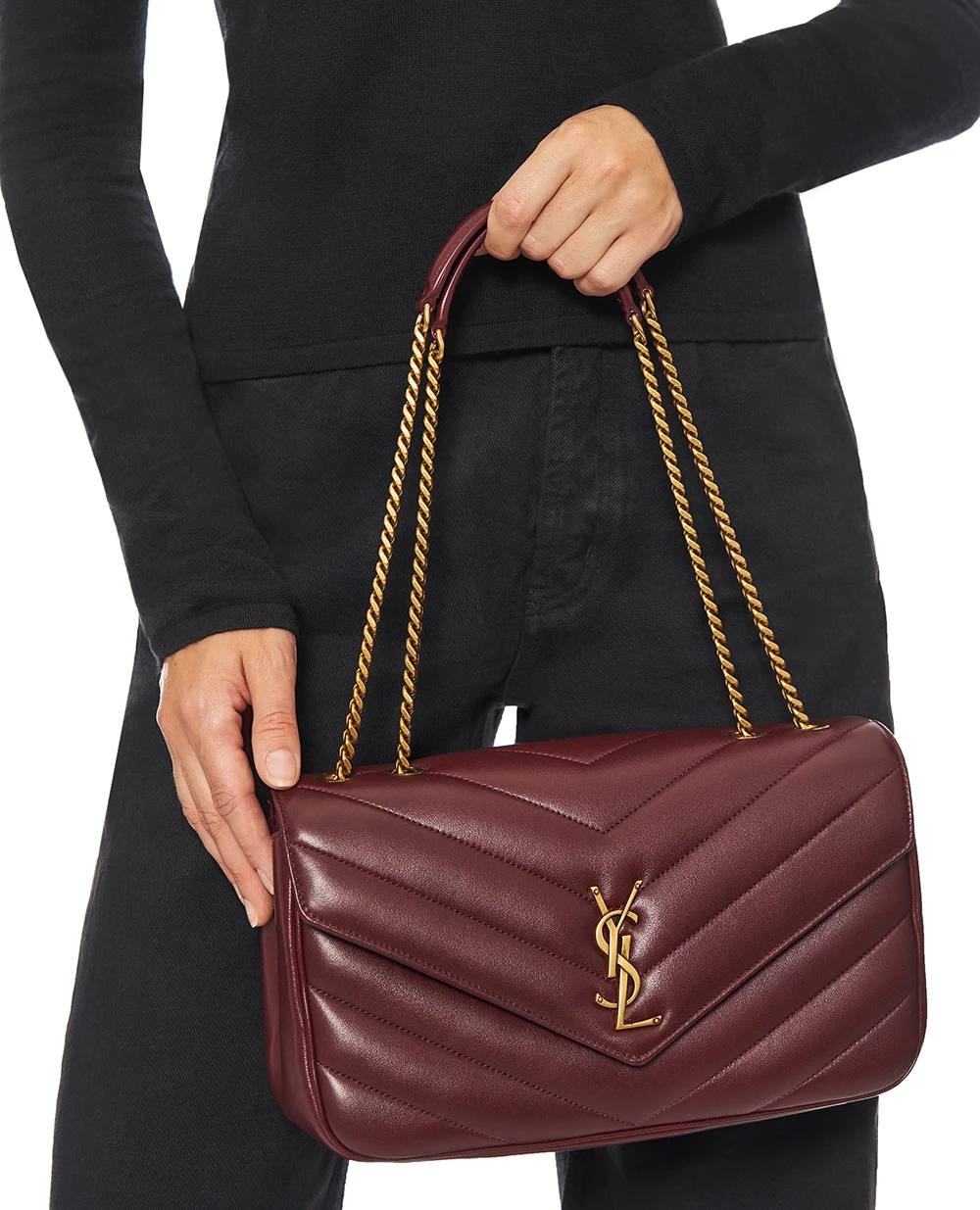 Сумка из кожи Loulou Medium Saint Laurent 801439-AAEAX, бордовый цвет • Купить в интернет-магазине Kameron