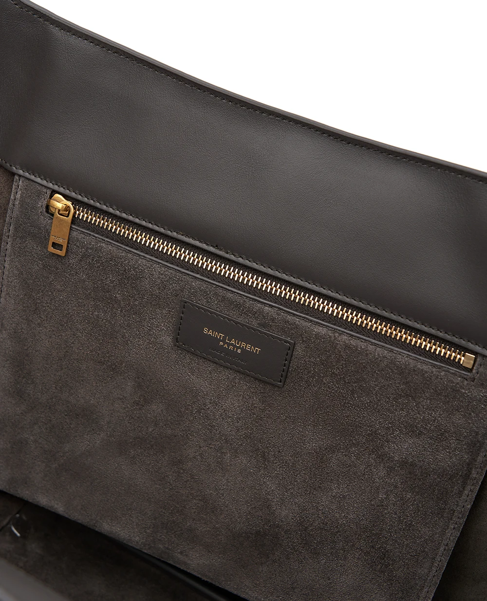 Сумка-тоут Le 5 À 7 Bea из телячьей замши Saint Laurent 763435-008IW, темно-серый цвет • Купить в интернет-магазине Kameron
