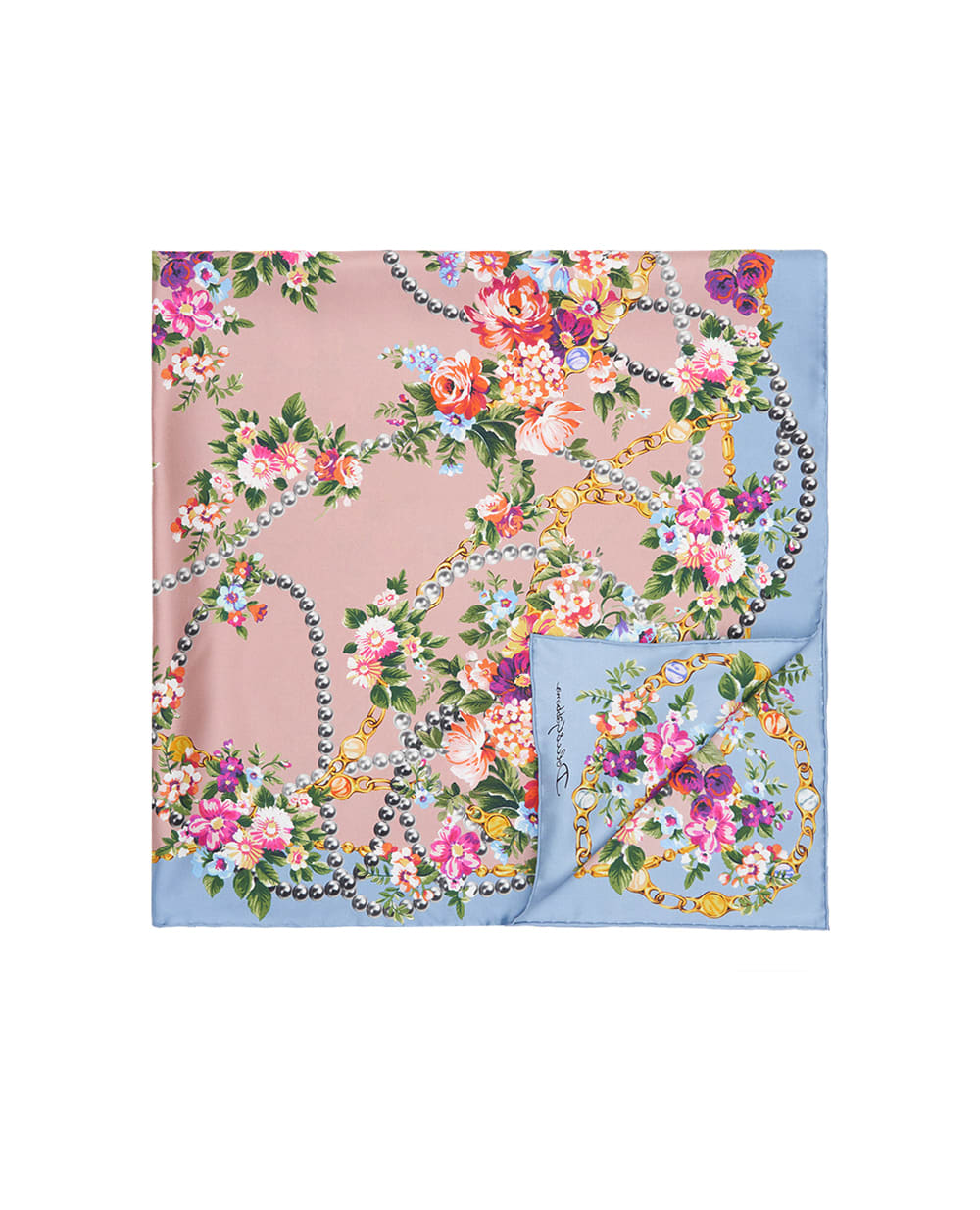 Платок в цветочный принт из шелка Dolce&Gabbana FN090R-GDDLH, розовый цвет • Купить в интернет-магазине Kameron