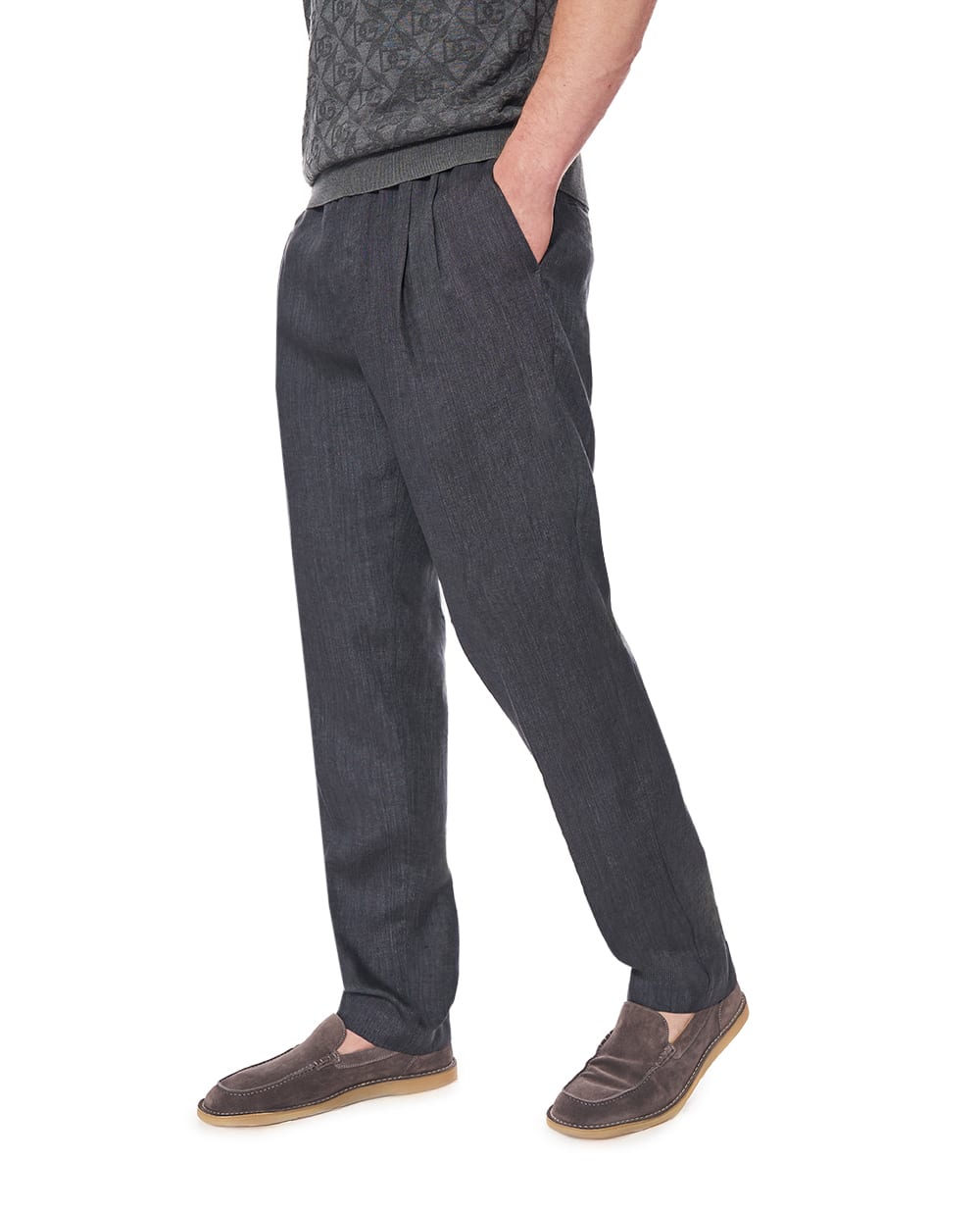 Брюки из льна Dolce&Gabbana GP12QZ-FU4MF, серый цвет • Купить в интернет-магазине Kameron