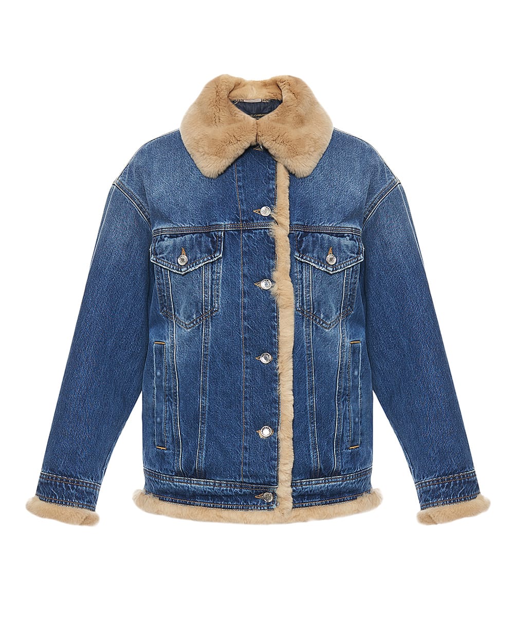 Куртка джинсовая с кроличим мехом Dolce&Gabbana F9S89D-G8NV4, синий цвет • Купить в интернет-магазине Kameron