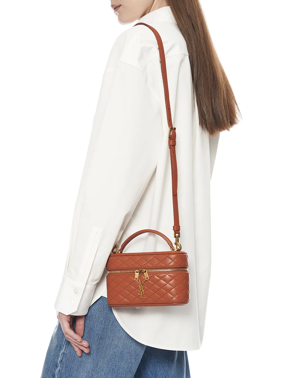 Сумка GABY из овечьей кожи Saint Laurent 766731-1EL07, оранжевый цвет • Купить в интернет-магазине Kameron