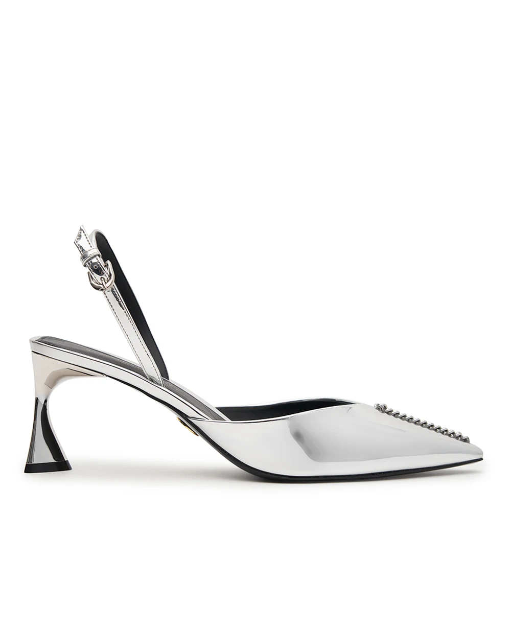 Туфли-слингбэки Elsa лакированные Stella McCartney 810604E00269, серебряный цвет • Купить в интернет-магазине Kameron