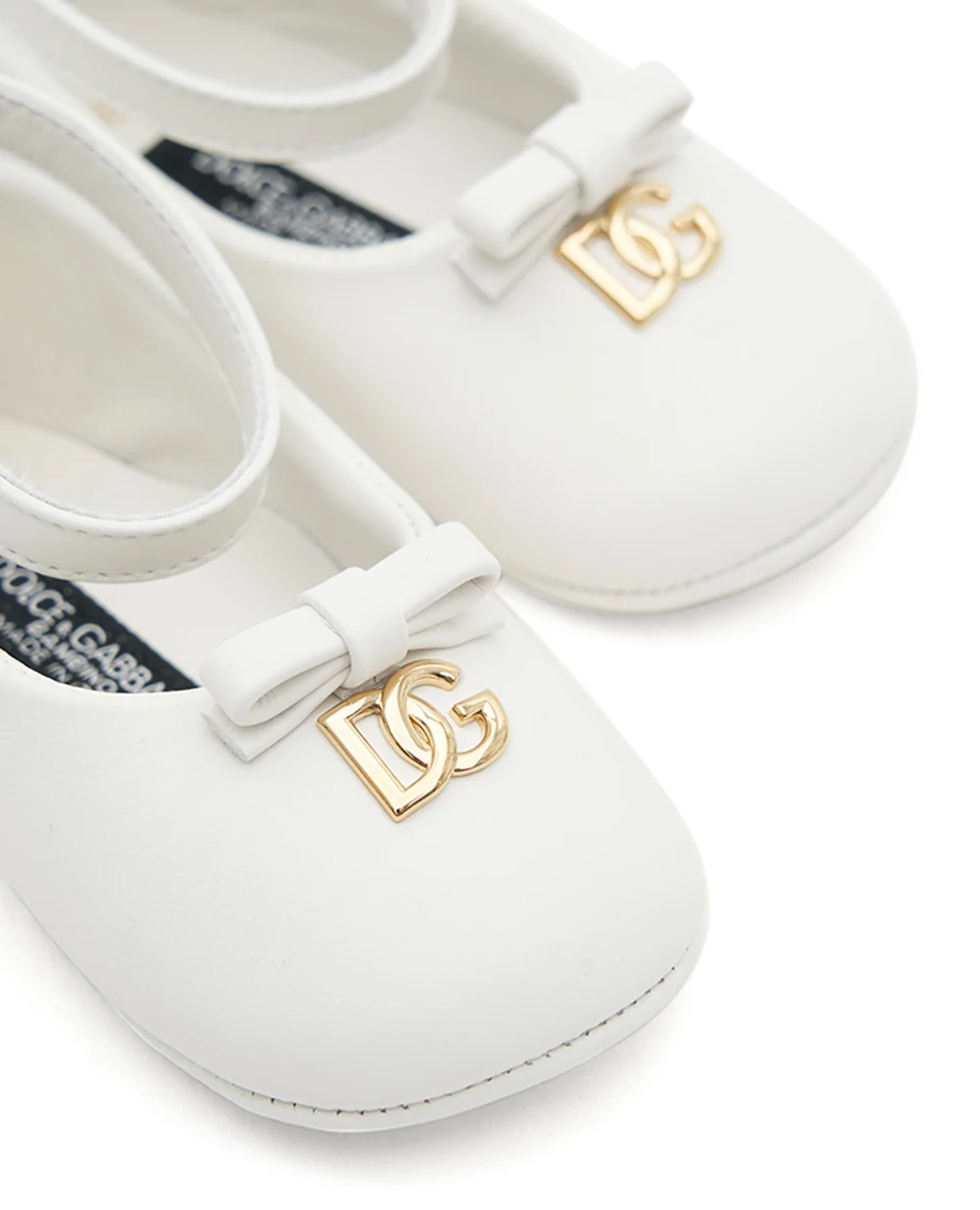 Балетки для новорожденных из кожи наппа Dolce&Gabbana DK0065-AB793, белый цвет • Купить в интернет-магазине Kameron