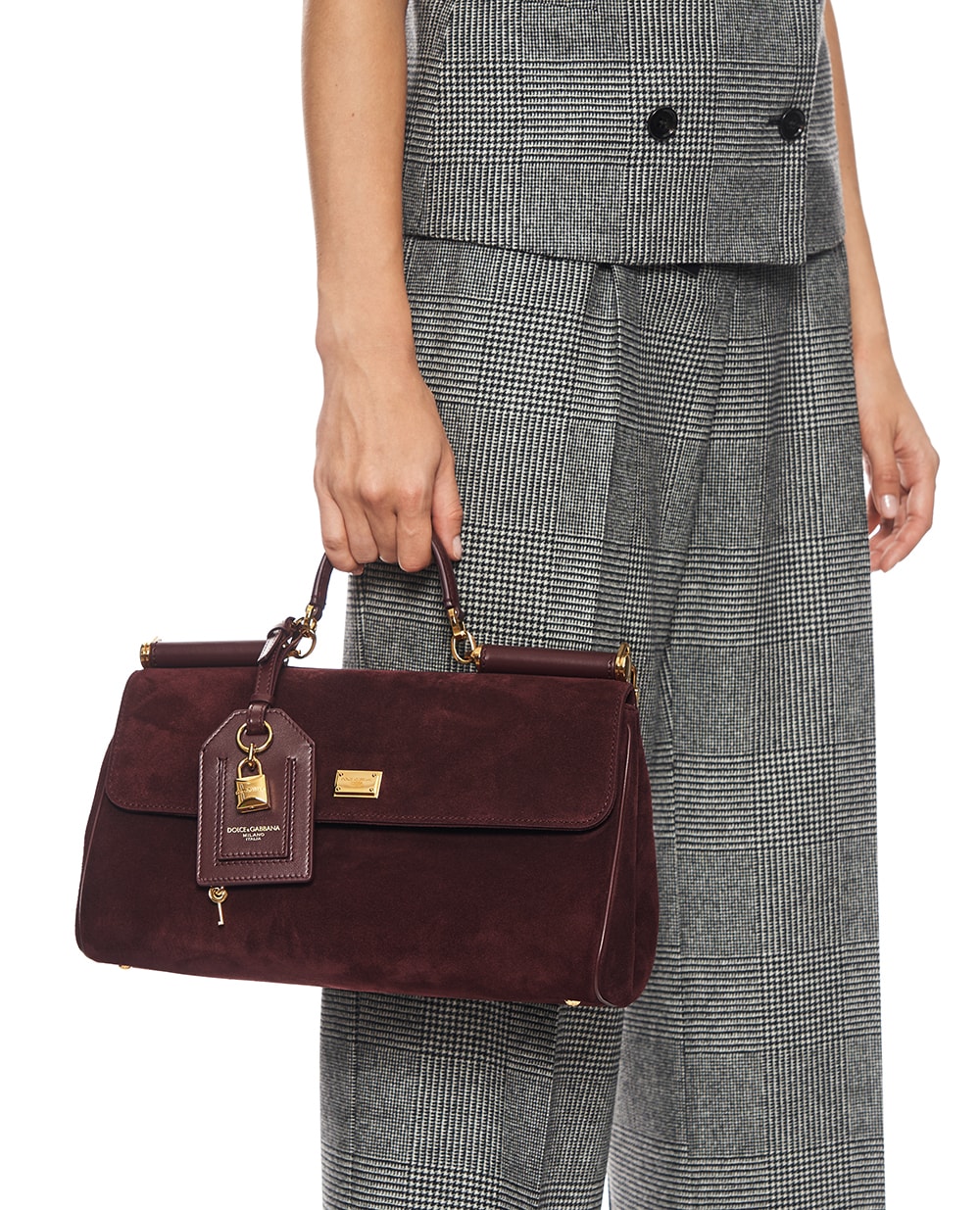 Сумка My Sicily Medium из телячьей замши Dolce&Gabbana BB7782-BO903, бордовый цвет • Купить в интернет-магазине Kameron