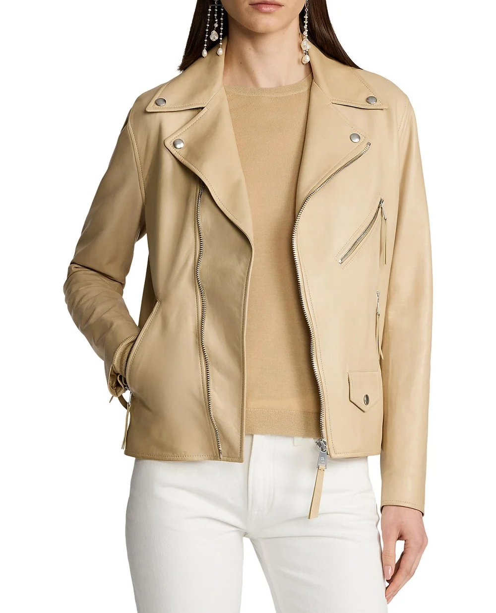 Кожаная куртка Ralph Lauren Collection 290975198001, бежевый цвет • Купить в интернет-магазине Kameron