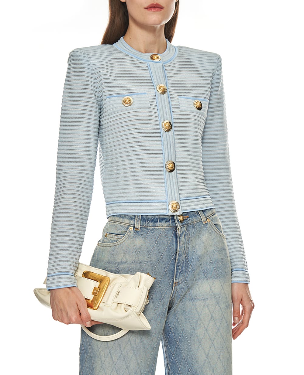 Кардиган Balmain FF1KL240KI83, голубой цвет • Купить в интернет-магазине Kameron