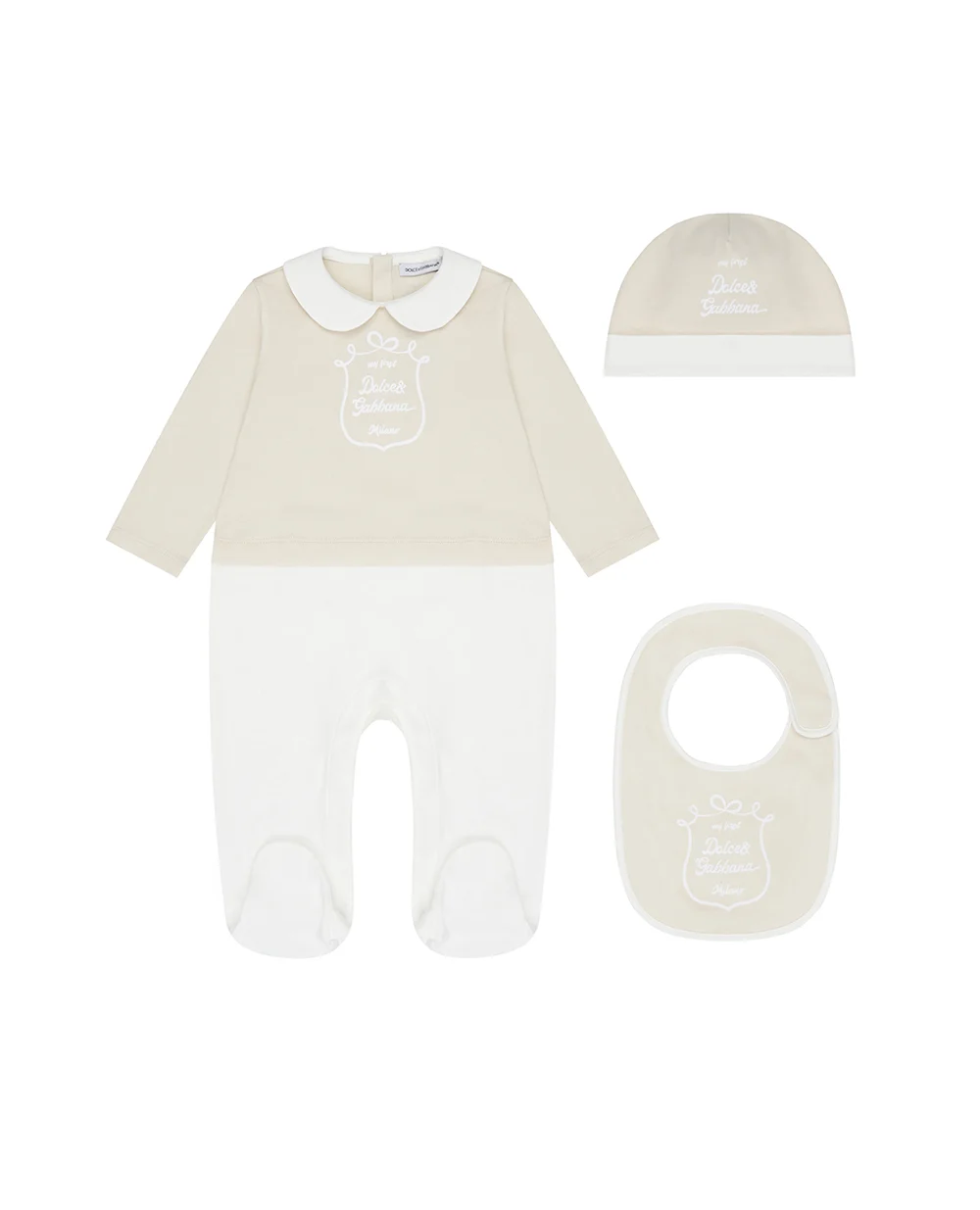 Детский подарочный набор из трикотажа с принтом Dolce&Gabbana Kids L1JO7Z-G7PTY, белый цвет • Купить в интернет-магазине Kameron