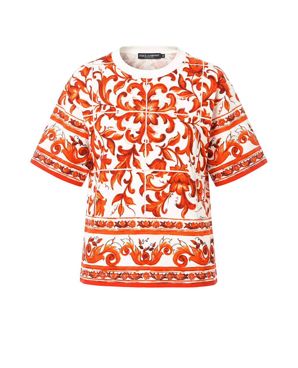 Футболка в принт Майолика Dolce&Gabbana F8U10T-GDDT5, оранжевый цвет • Купить в интернет-магазине Kameron