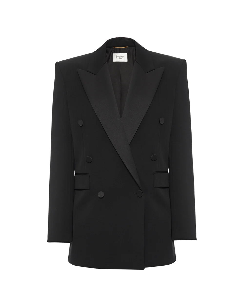 Двобортний жакет із вовни Saint Laurent 828008-Y7E63, чорний колір • Купити в інтернет-магазині Kameron