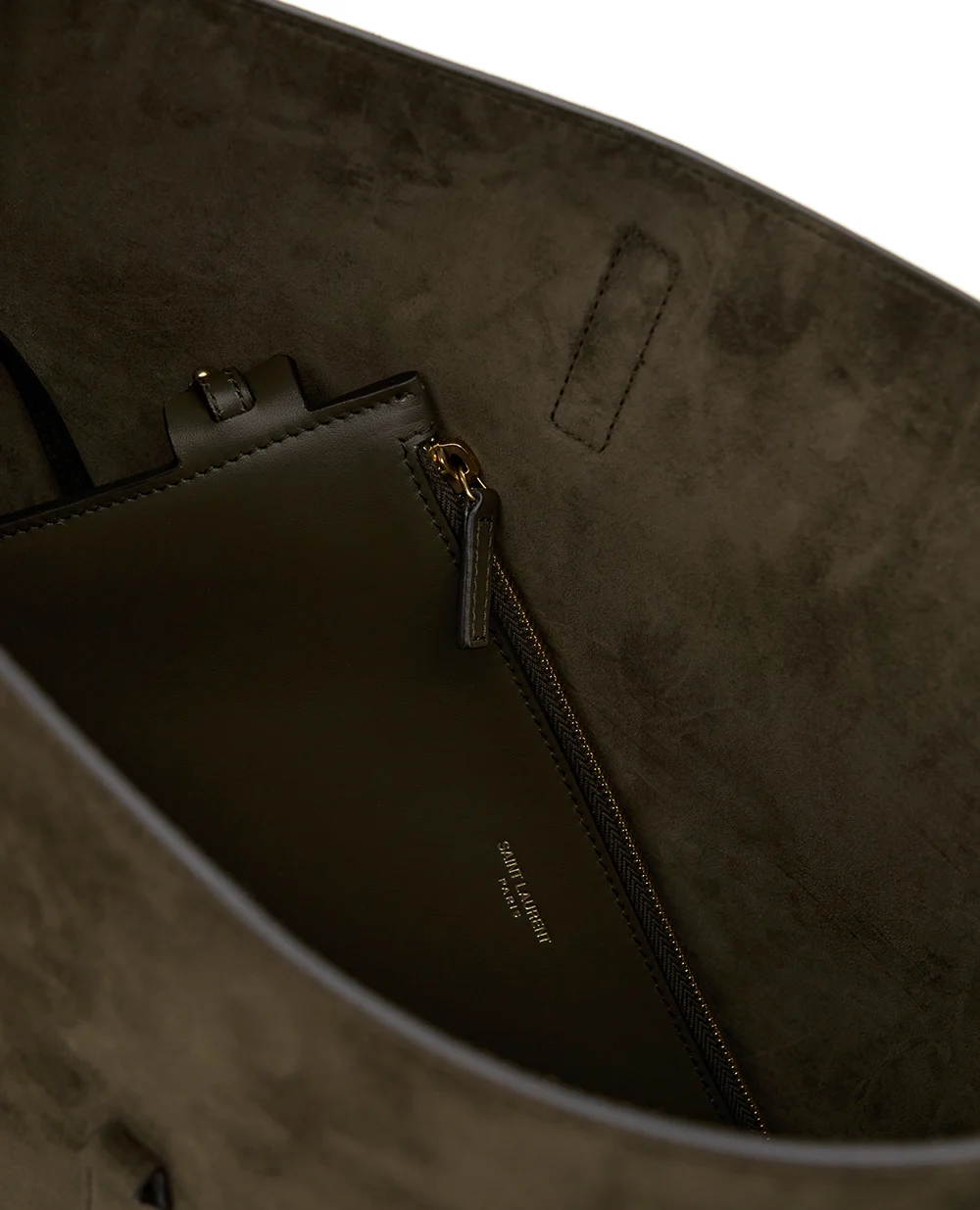 Cумка LE 5À7 Large из телячьей замши Saint Laurent 850545-1U80W, оливковый цвет • Купить в интернет-магазине Kameron