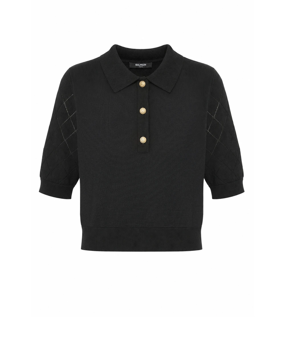 Поло из шерсти Balmain HF1GB040KJ99, черный цвет • Купить в интернет-магазине Kameron