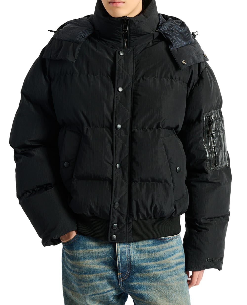Пуховик з капюшоном Balmain HH1TP190XM28, чорний колір • Купити в інтернет-магазині Kameron