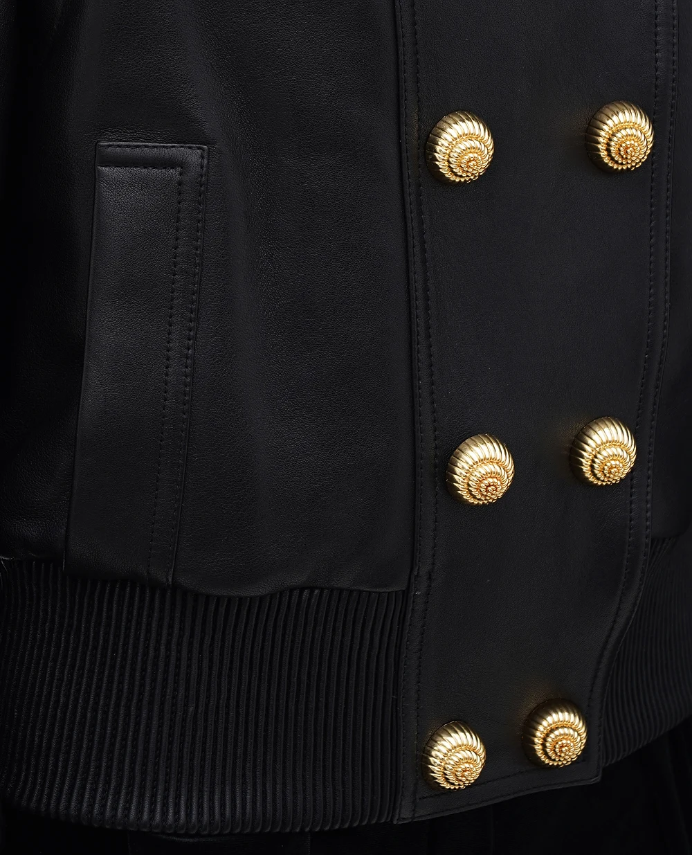 Кожаная куртка Balmain DF0TH275LC62, черный цвет • Купить в интернет-магазине Kameron