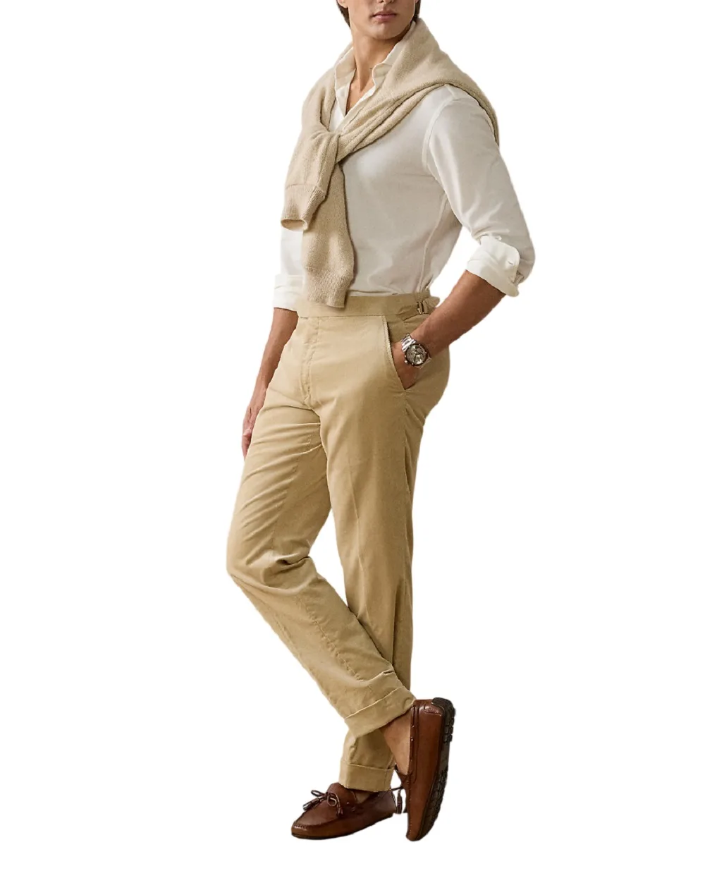 Вельветовые брюки Ralph Lauren Purple Label 798P06921002, бежевый цвет • Купить в интернет-магазине Kameron
