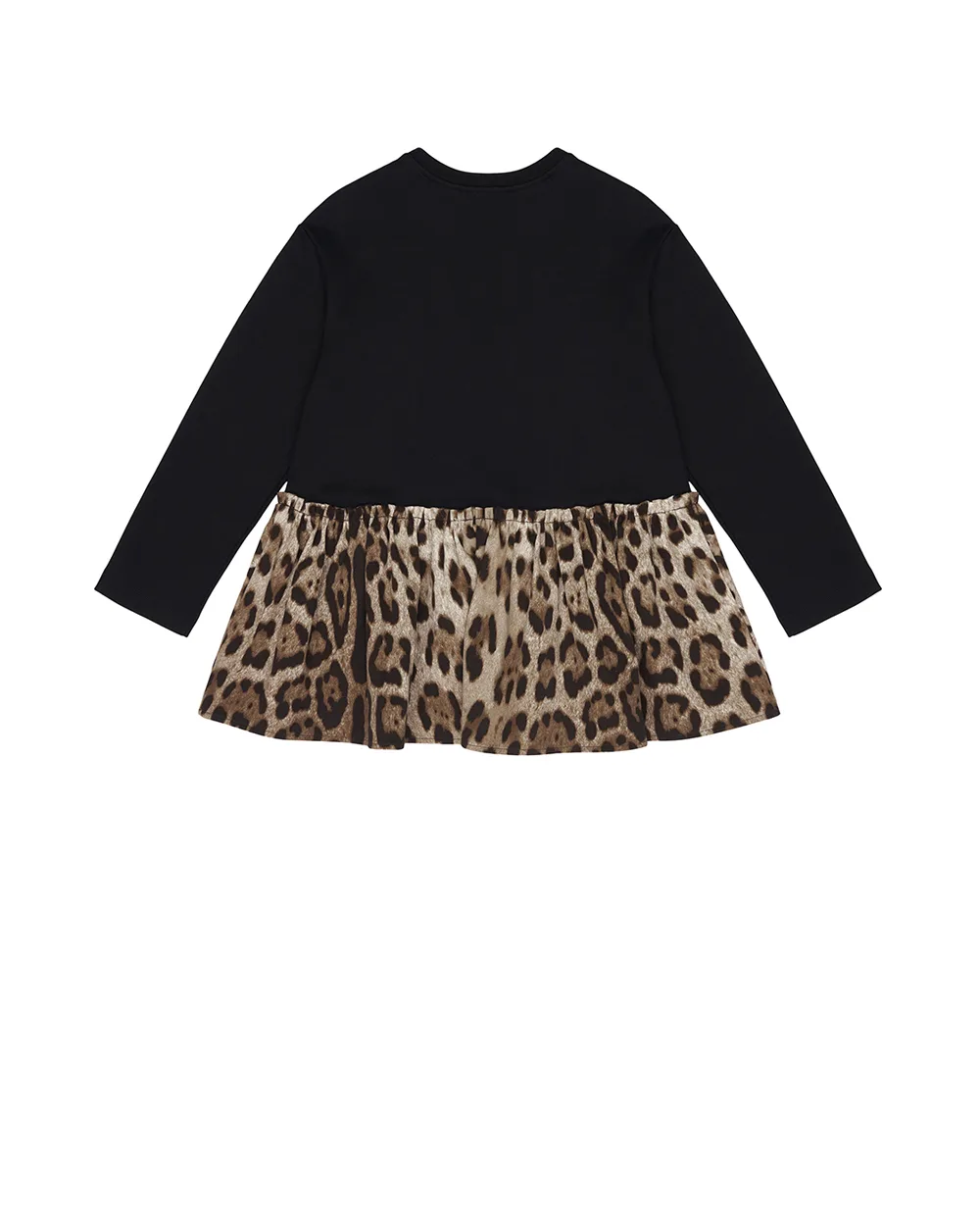 Детское платье с леопардовым принтом Dolce&Gabbana Kids L5JDAW-G7PRY-S, черный цвет • Купить в интернет-магазине Kameron