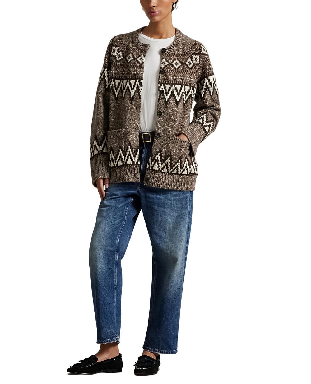 Кардиган из шерстяной смеси в стиле Fair Isle Polo Ralph Lauren 211978326001, коричневый цвет • Купить в интернет-магазине Kameron