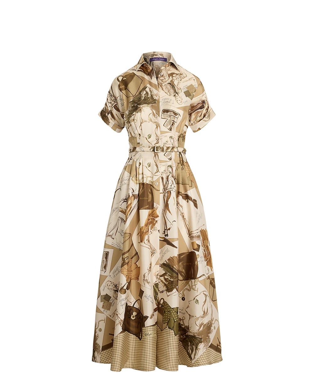 Платье Donatella Diary-Print Ralph Lauren Collection 290P00357001, бежевый цвет • Купить в интернет-магазине Kameron