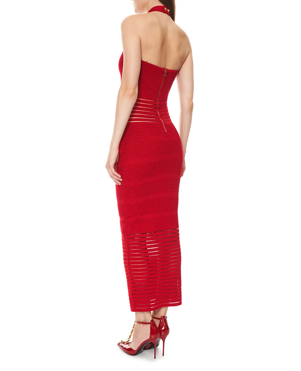 Платье макси Balmain HF1RJ250KK10, красный цвет • Купить в интернет-магазине Kameron