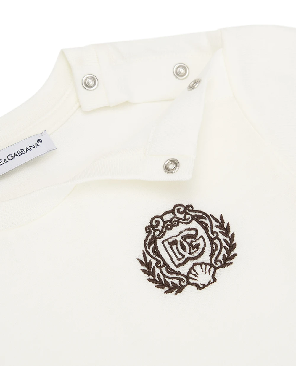 Дитяча футболка з вишивкою Dolce&Gabbana Kids L1JT7W-G7PET, білий колір • Купити в інтернет-магазині Kameron