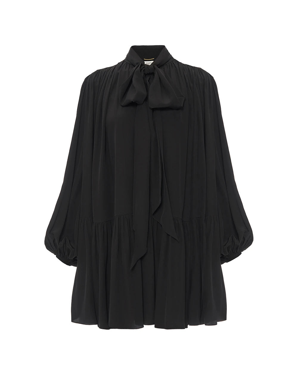 Шелковое платье Lavallière Saint Laurent 832871-Y7K76, черный цвет • Купить в интернет-магазине Kameron