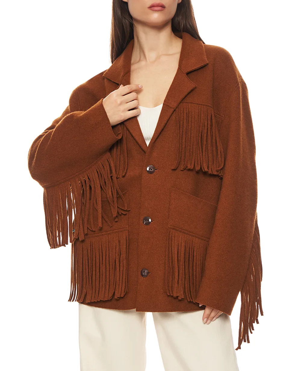 Куртка Spirit of the West из шерсти Alanui LWHQ033E26KNI0016464, коричневый цвет • Купить в интернет-магазине Kameron