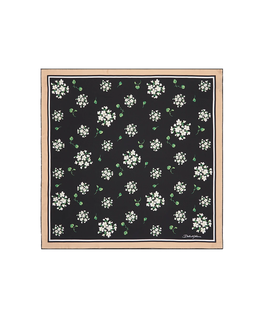 Платок с цветочным принтом из шёлка Dolce&Gabbana FN092R-GDDUM, черный цвет • Купить в интернет-магазине Kameron