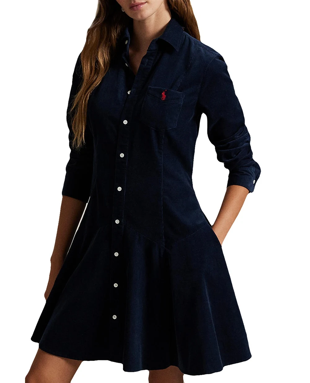Платье-рубашка вельветовое Polo Ralph Lauren 211972069004, синий цвет • Купить в интернет-магазине Kameron