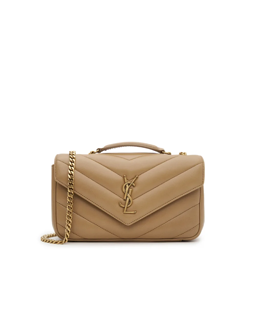 Сумка из кожи Loulou Small Saint Laurent 801437-AAEAX, бежевый цвет • Купить в интернет-магазине Kameron