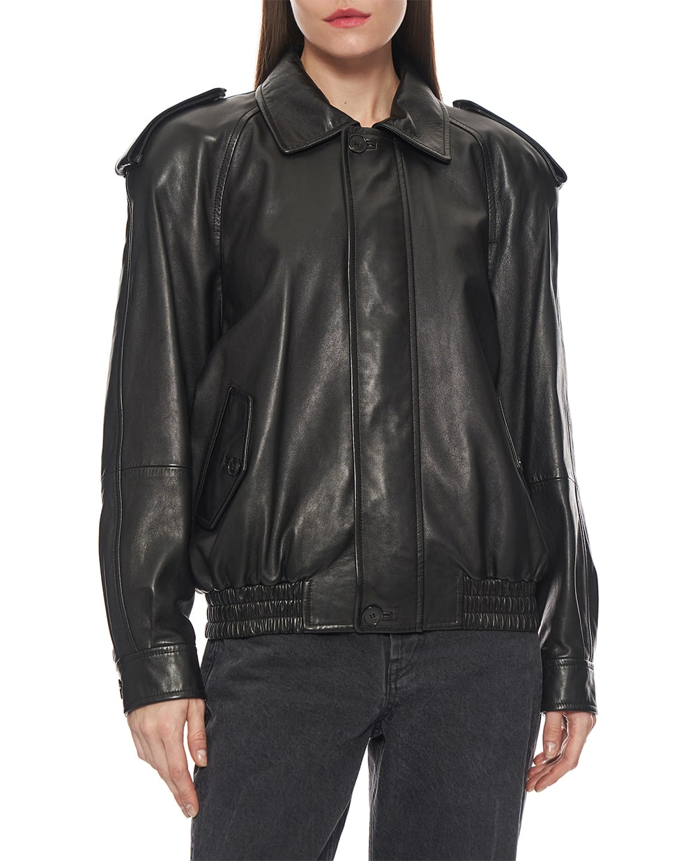 Бомбер Saint Laurent 827736-YCOD2, темно-коричневый цвет • Купить в интернет-магазине Kameron
