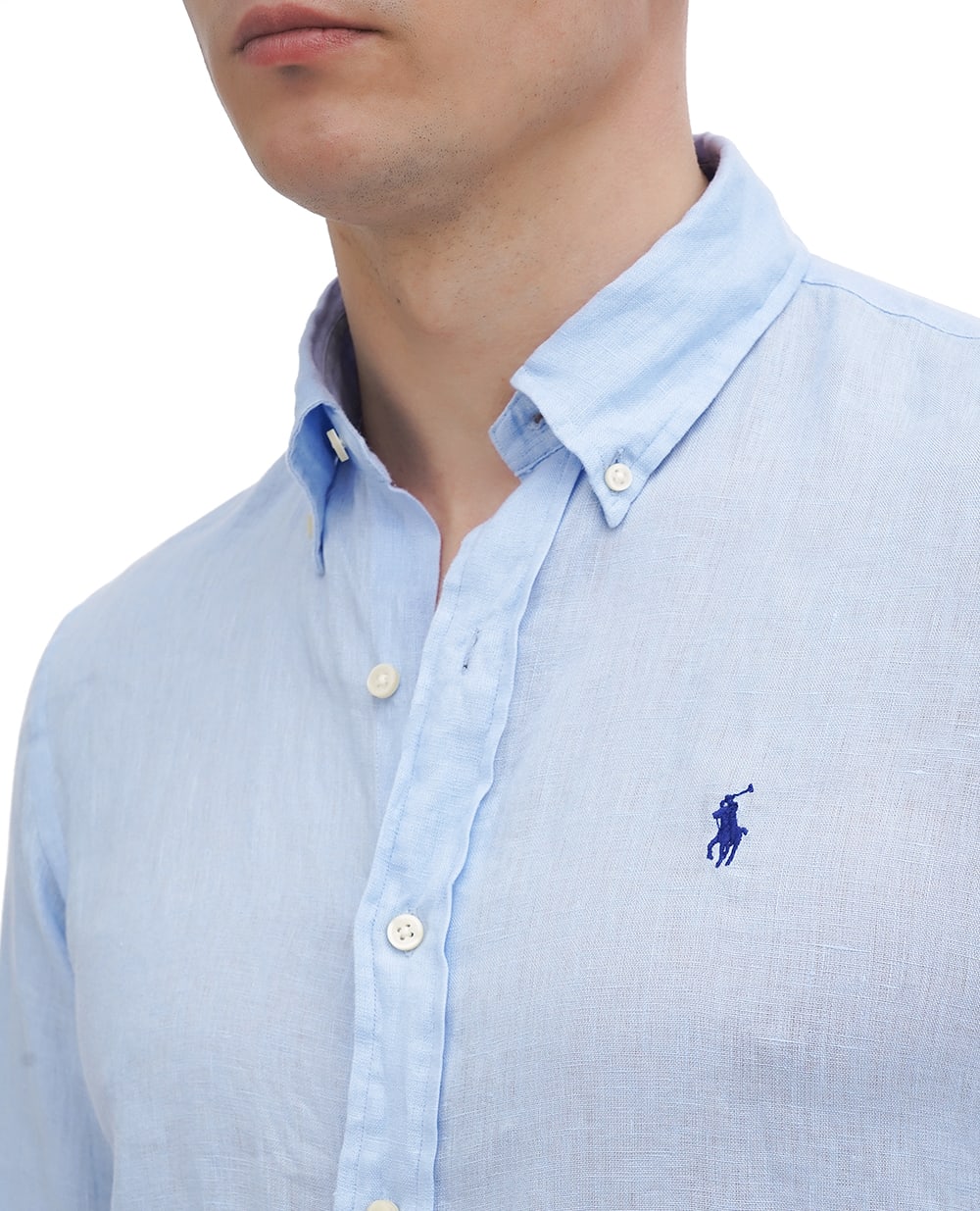 Льняная рубашка Polo Ralph Lauren 710966294008, голубой цвет • Купить в интернет-магазине Kameron