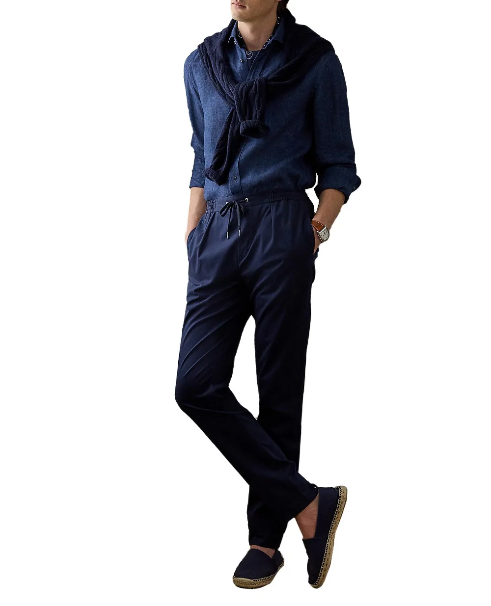 Льняная рубашка Ralph Lauren Purple Label 790964234001, темно-синий цвет • Купить в интернет-магазине Kameron