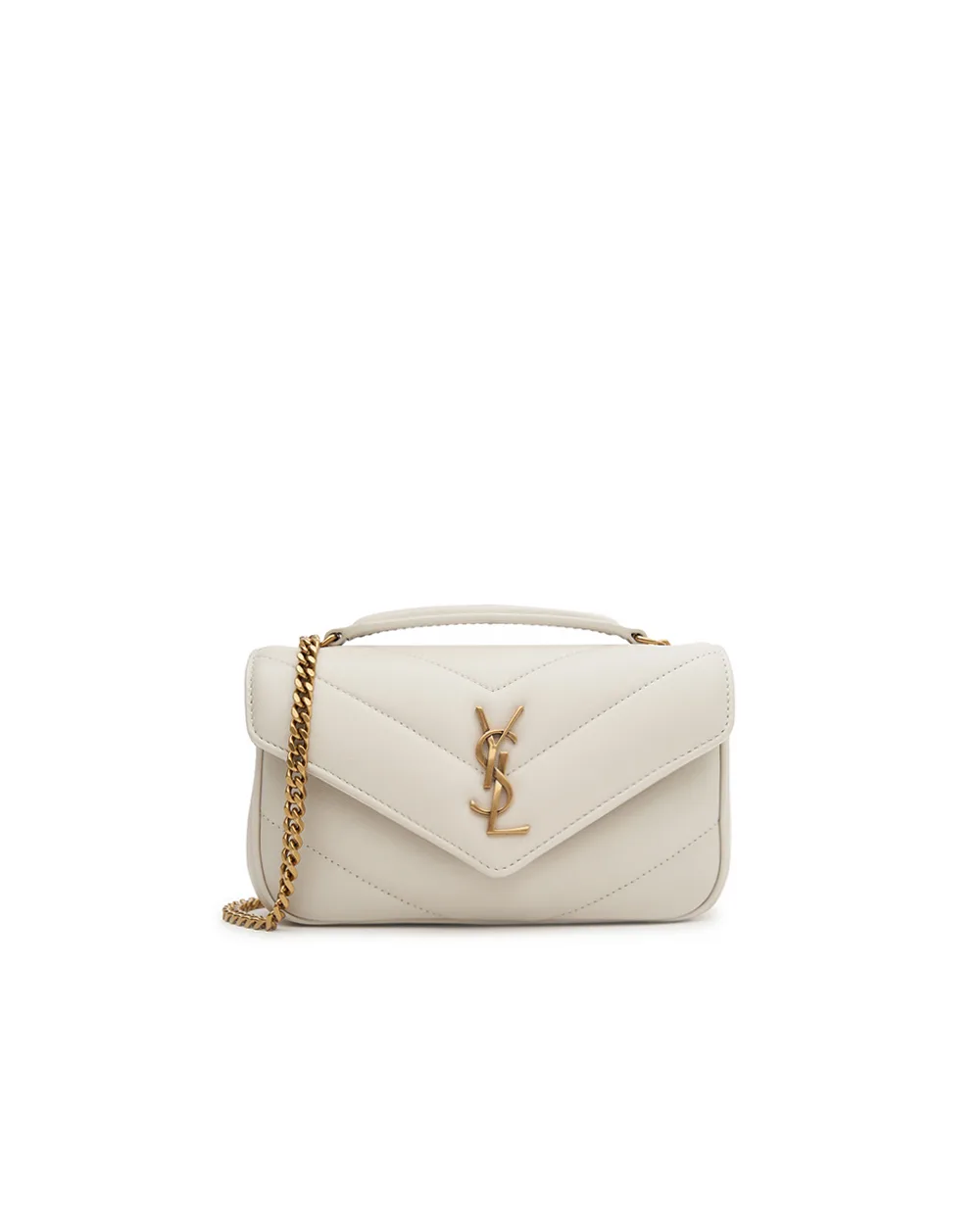 Сумка из кожи Loulou Mini Saint Laurent 821749-AAEAX, светло-бежевый цвет • Купить в интернет-магазине Kameron