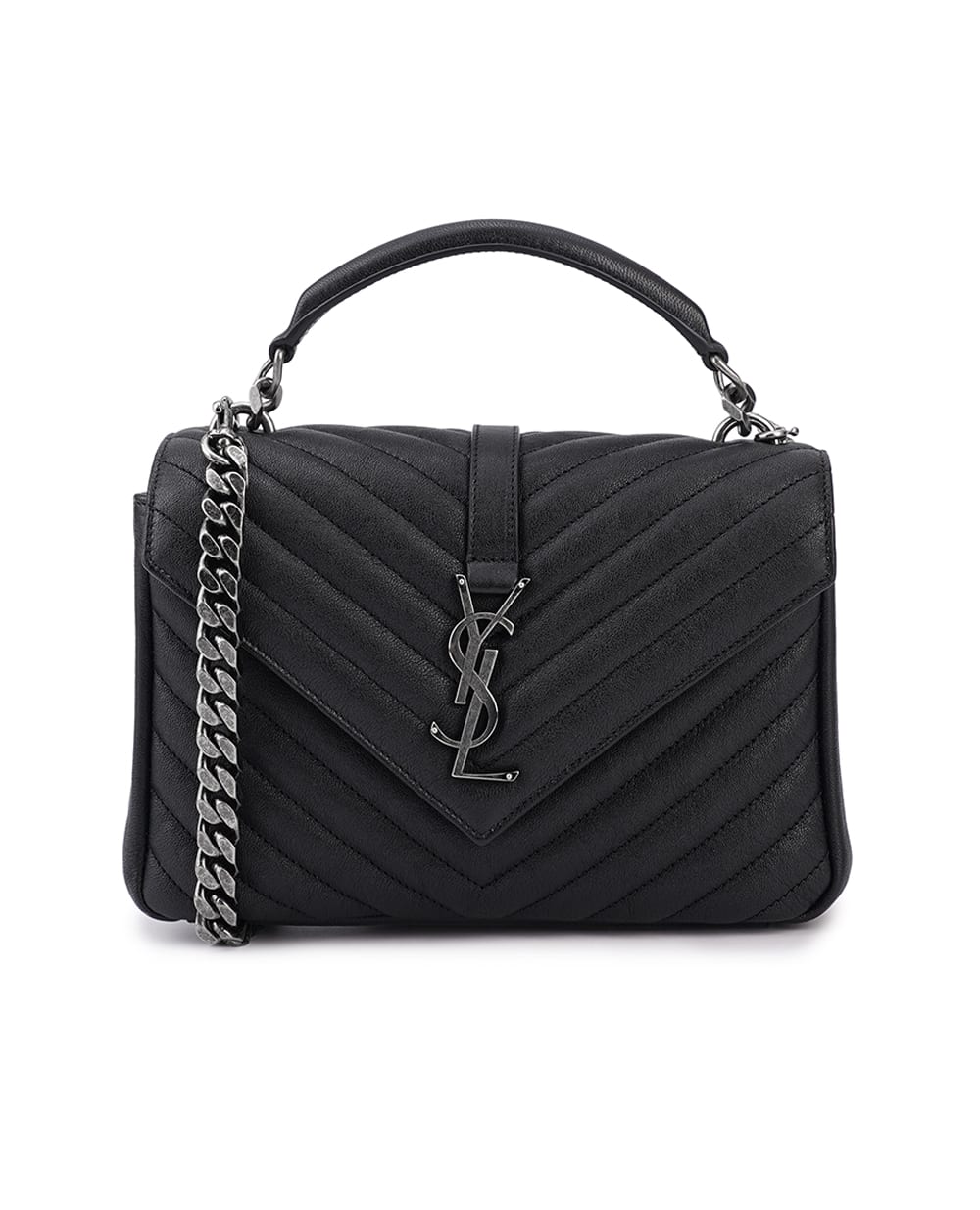 Кожаная сумка College Medium Saint Laurent 600279-BRM04, черный цвет • Купить в интернет-магазине Kameron