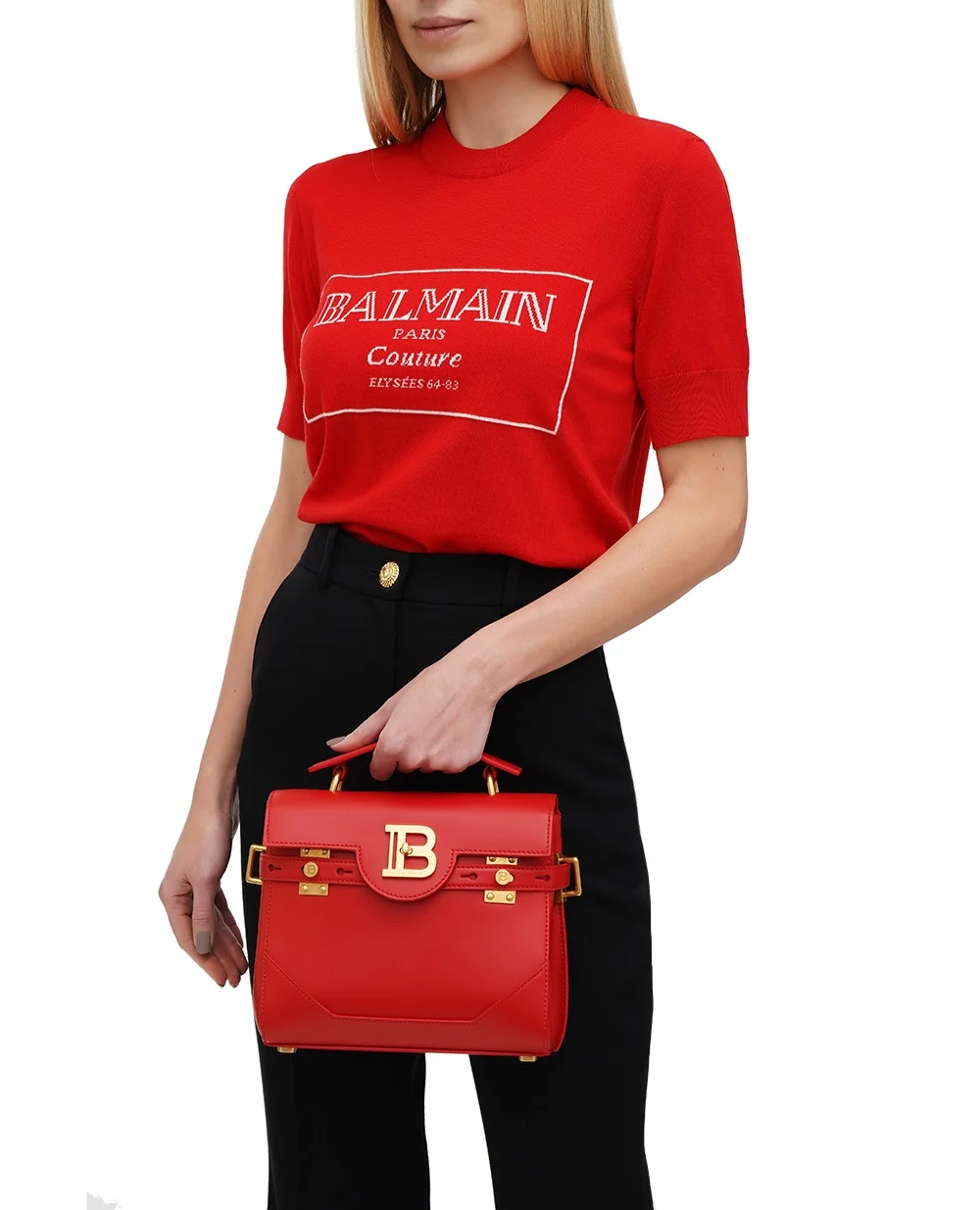 Кожаная сумка B-Buzz 23 Balmain DN1DB526LAVE-S, красный цвет • Купить в интернет-магазине Kameron