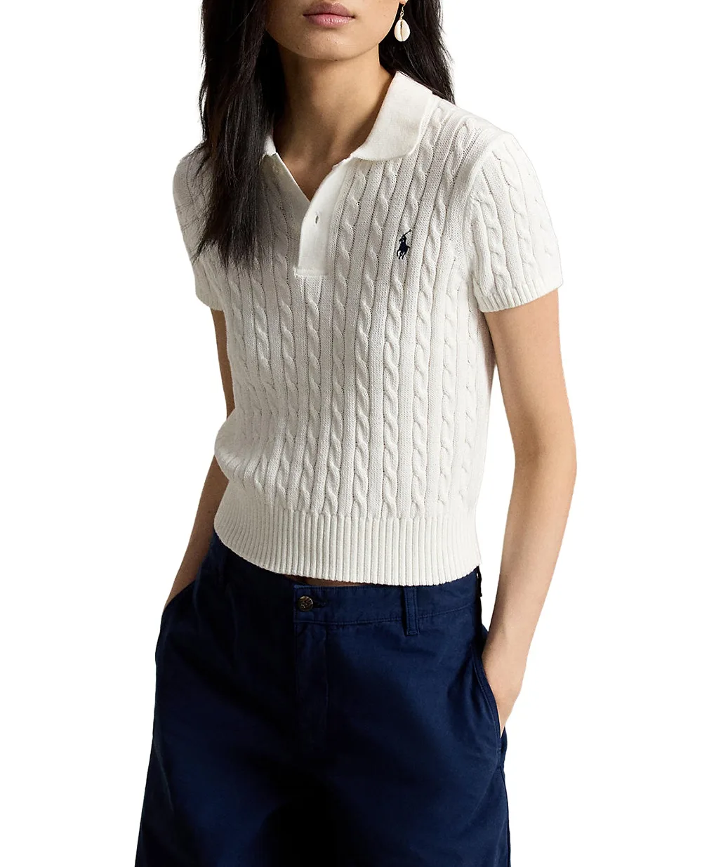 Свитер с коротким рукавом Polo Ralph Lauren 211972118501, белый цвет • Купить в интернет-магазине Kameron