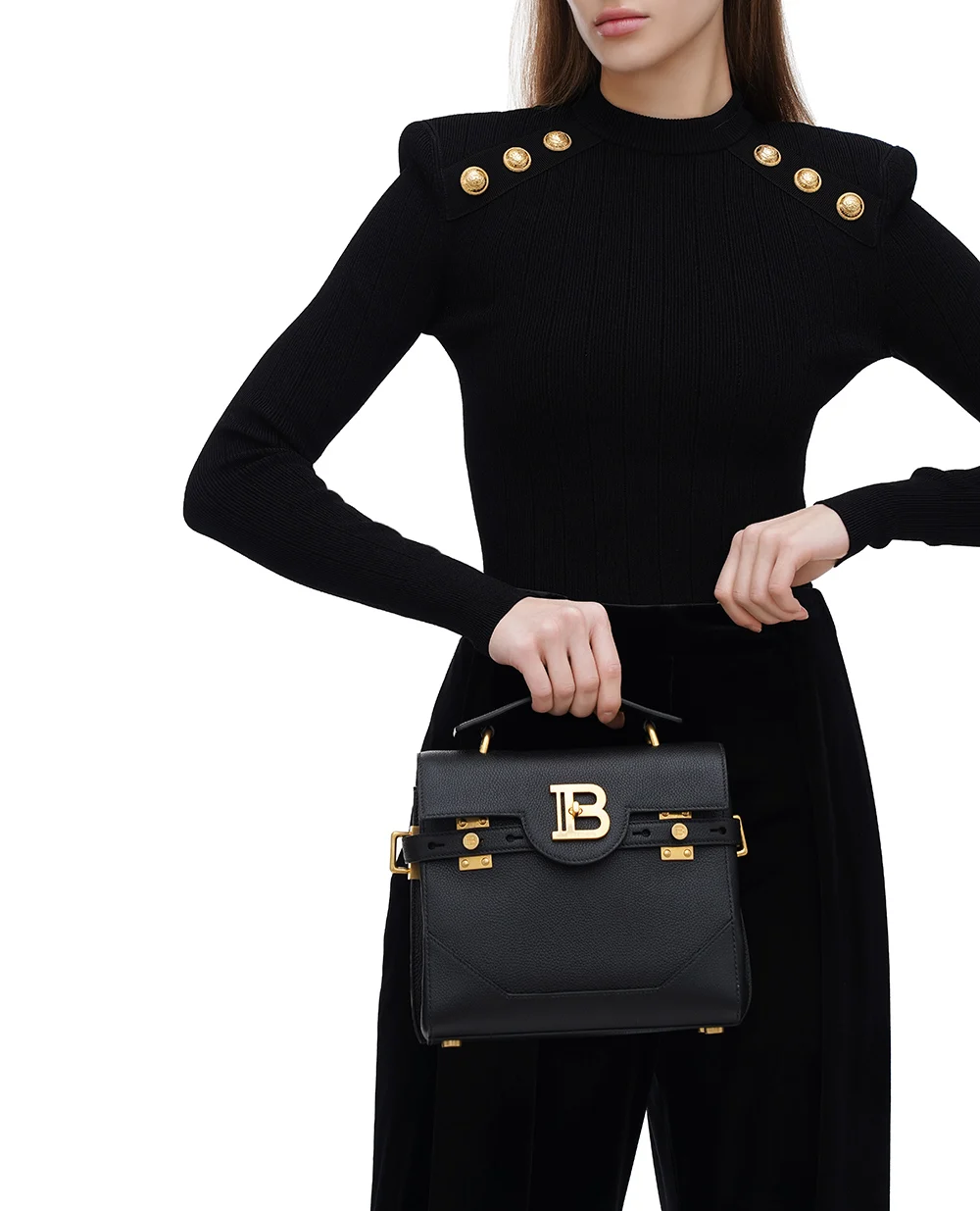 Кожаная сумка B-Buzz 23 Balmain DN0DB526LPOS, черный цвет • Купить в интернет-магазине Kameron