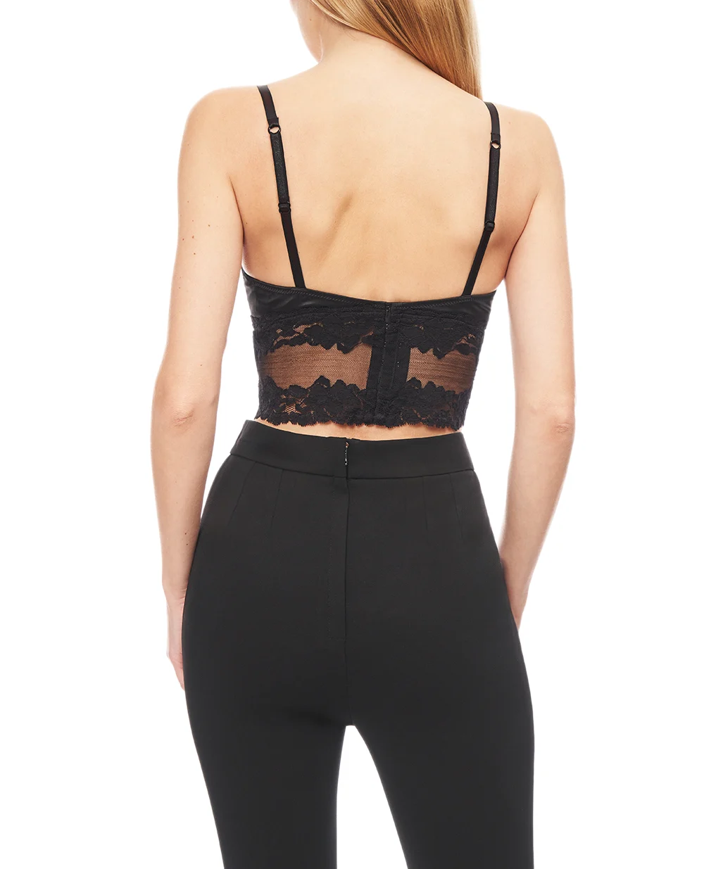 Топ из кружева и атласа Dolce&Gabbana O7A33T-ON07V, черный цвет • Купить в интернет-магазине Kameron
