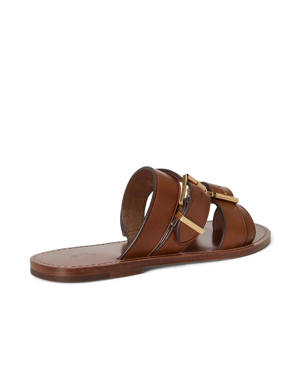Шлепанцы с пряжкой из кожи Polo Ralph Lauren 818P01589001, коричневый цвет • Купить в интернет-магазине Kameron