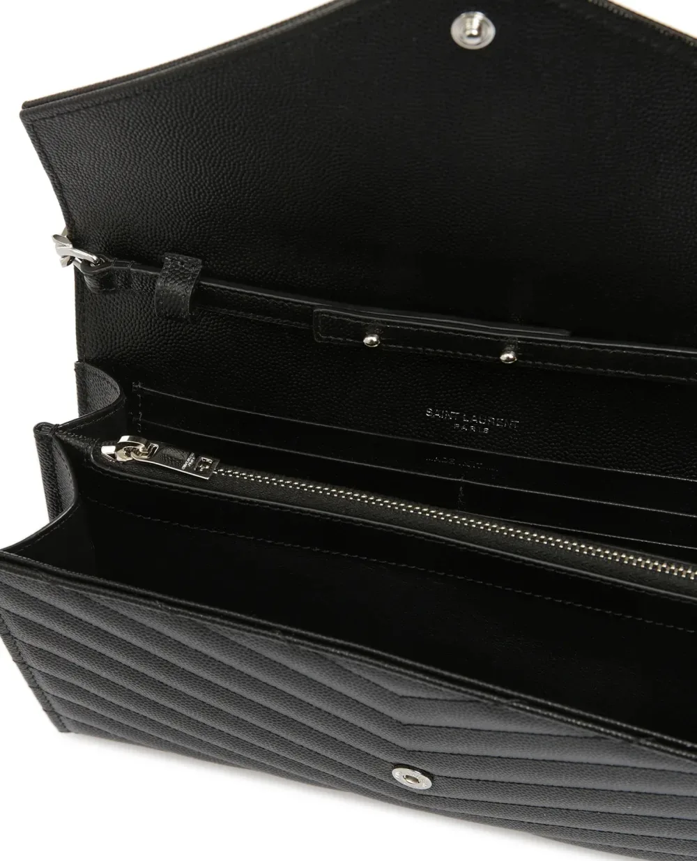 Кожаная сумка Cassandre Chain Wallet Saint Laurent 377828-BOW02, черный цвет • Купить в интернет-магазине Kameron