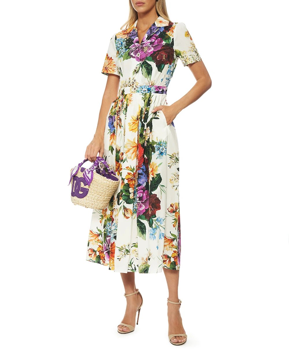 Платье с цветочным принтом Dolce&Gabbana F6TVLT-HS5TR, разноцветный цвет • Купить в интернет-магазине Kameron